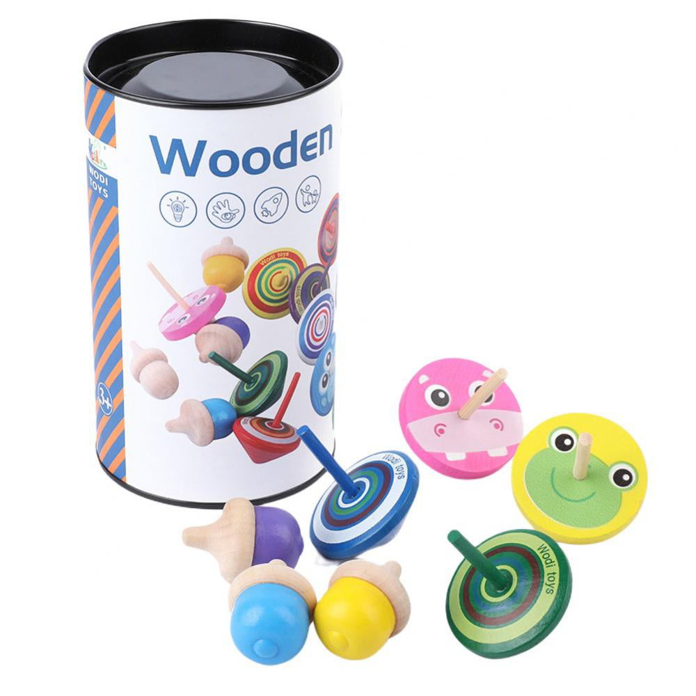 Wooden Spinning Tops Colorful Fruit Mushroom Gyroscope Kids Gift Toys RS 