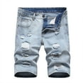thumbnail image 2 of cllios Mens Denim Shorts Big and Tall, Men's Ripped Distressed Denim Trunks Stretchy Washed Jeans Shorts Cut-Off Classic Fit Motor Bike Jeans Trunks, 2 of 9