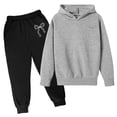 thumbnail image 4 of ANINEO Boys Long Sleeve Hoodie Pants Outfit Sets With Bowknot Letter Print Casual Two Piece Pullover And Joggers For Kids Versatile Child Clothes Sets, 4 of 5