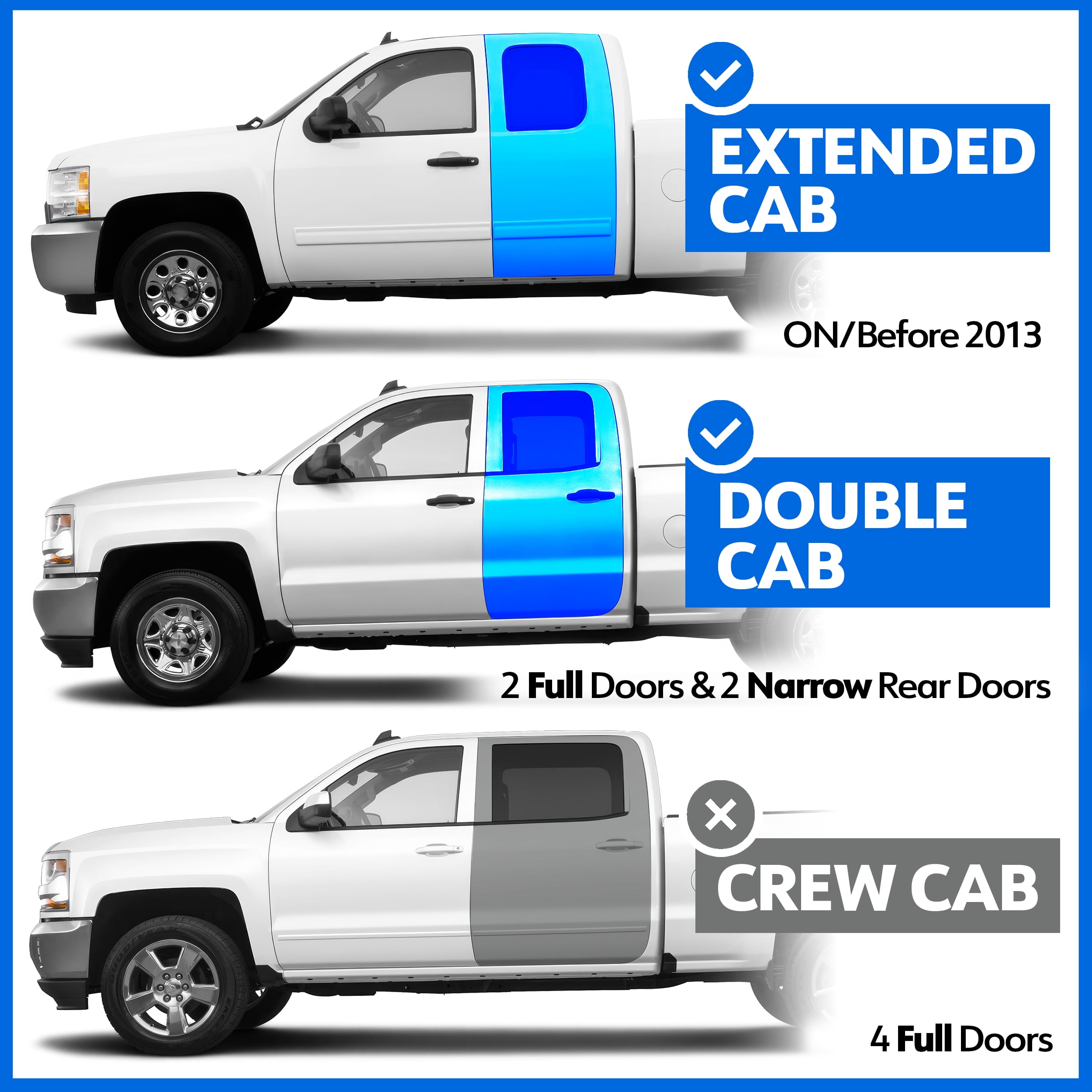 Tyger Auto 3.5" Rider Running Boards Compatible with 2007-2018 Chevy Silverado GMC Sierra 1500; 2007-2019 2500 3500HD; 2019 LD / Limited | Double Cab | TG-SS2C35047 | Side Step Rail Nerf Bars