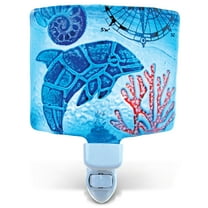 Puzzled Dolphin Night Light, Glass Art Plug in Decorative Socket Lamp Manual On & Off Portable Lights Stairway Hallway Bedroom Bathroom Nursery Kids Accessory Home & Kitchen Decor