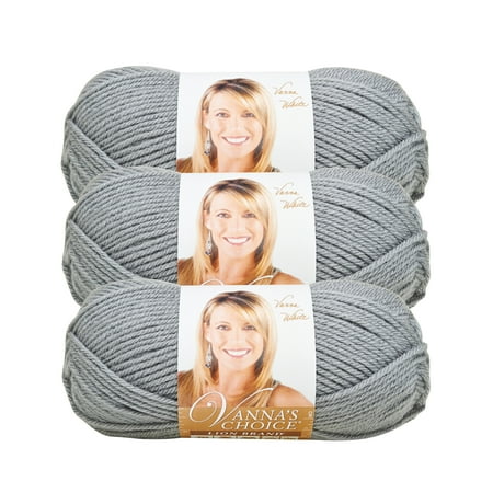 UPC: 0842093102786 | Lion Brand Yarn Vanna s Choice Silver Grey Basic Medium Acrylic Gray Yarn 3 Pack