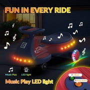 5TH WHEEL 12V 4.5Ah KW01-BB Electric Wiggle Car for Kids, 3-4.5 Mph Swing Car with Music Speaker, Wheels with Lights, Riding Toy for Ages 3–8, Red and blue