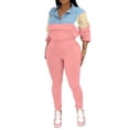 thumbnail image 5 of Aomice Two Women's 2 Piece Outfits Lapel Half Zip Long Sleeve Sweatshirts Sweatpants Tracksuit Casual Sweatsuits-Pink-2XL, 5 of 6