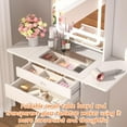 thumbnail image 4 of YWEN 19.7" Small Vanity Desk with Lighted Mirror Cabinet & 2 Drawers Compact Glass Top Makeup Vanity Table with 9 Compartments Mini Vanity Set with Stool & 2 Foldable Side Tables for Small Bedrooms, 4 of 8