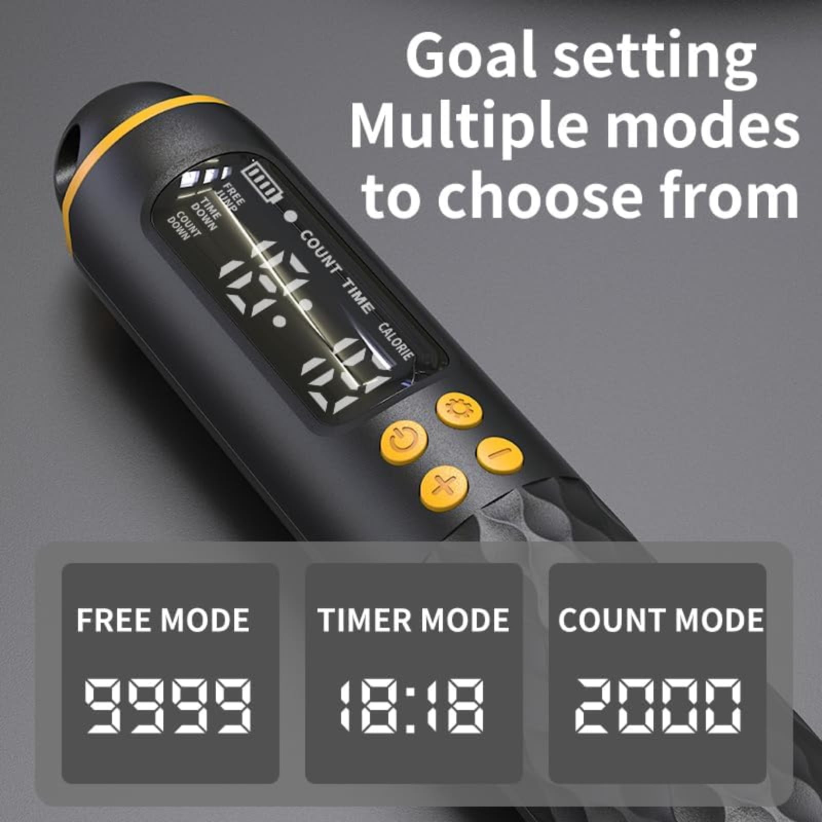 Digital Jump Rope with Calorie Counter, Weighted Handles for Men Women Kids, Includes 6 Sweatbands