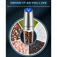 thumbnail image 4 of Soulfox Gravity Electric Salt and Pepper Mill Grinder Set Stainless Steel,Adjustable Coarseness, Battery Powered, Automatic LED Light, Sliver, 2 Pack, 4 of 9