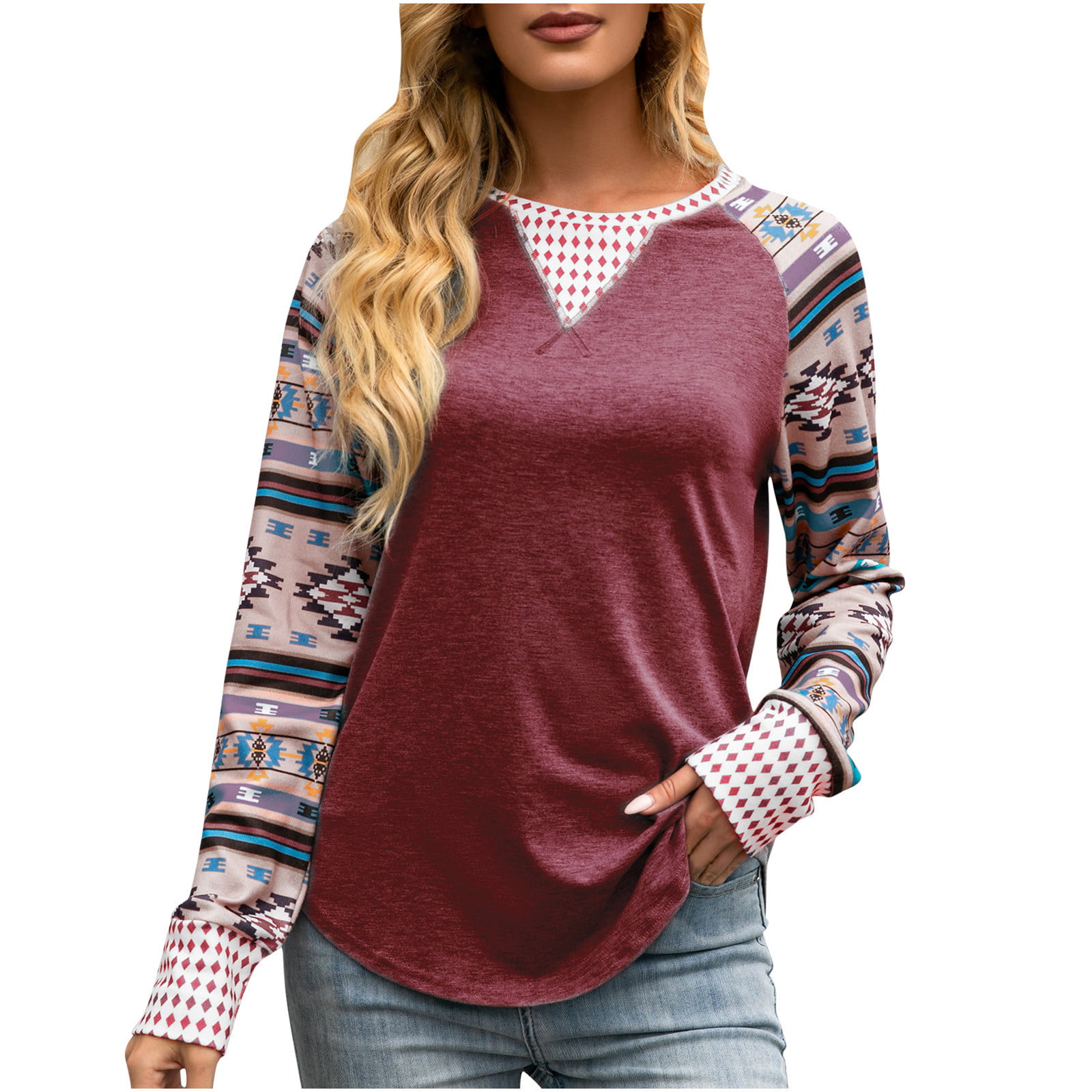 Leopard Print Color-Blocking V-Neck Sweaters Autumn and Winter Bottoming Shirts Comfortable Long-Sleeved Tops Ladies Casual Tops Loose-Fitting Shirts Pullover Sweatshirts 