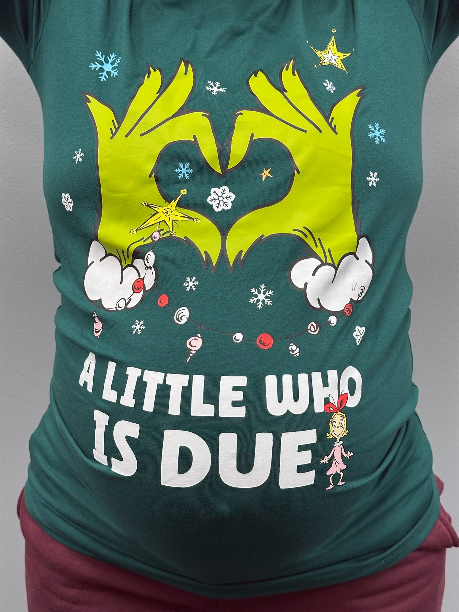 The Grinch, Women's Maternity Graphic T-Shirt, A Little Who Is Due, Sizes XS-XXL