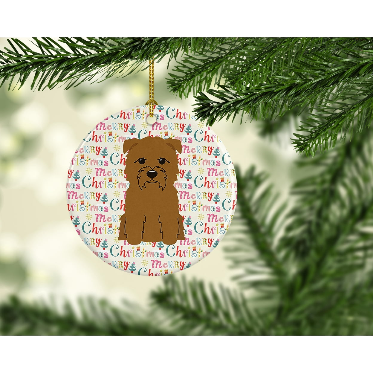 Merry Christmas Glen of Imal Tan Ceramic Ornament 2.8 in x 2.8 in