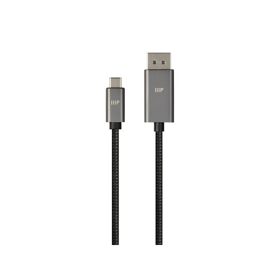 Monoprice Bidirectional USB Type-C to DisplayPort Cable - 6 Feet - Black | 4K@60Hz, Easy Plug and Play, Nylon-Braided Jacket