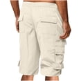 thumbnail image 3 of Men's Multi Pocket Cargo Shorts Solid Color Elastic Waist Drawstring Tactical Shorts Summer Workout Bottoms Daily Casual Wear, 3 of 7