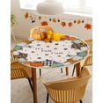 thumbnail image 2 of Fall Round Fitted Tablecloth with Elastic Thanksgiving Pumpkin Tablecloths It''s Fall Y''all Autumn Maple Leaves Table Cover for Kitchen Dinner Holiday Party Picnic Fits Tables up to 36-44 Diameter, 2 of 6