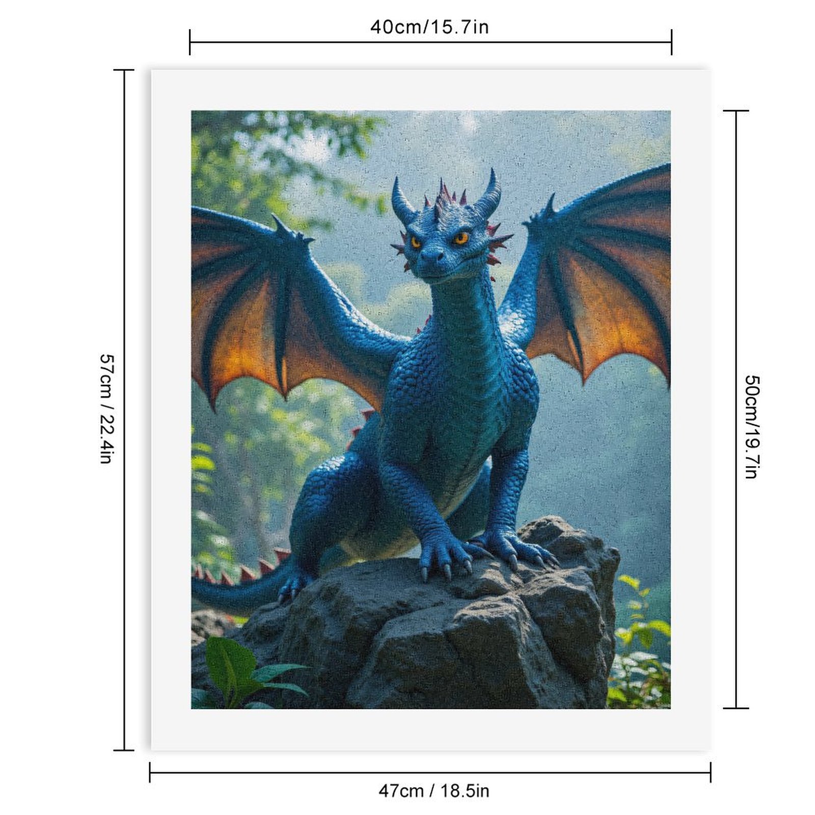 Paint by Numbers Kit for Adults, Blue Dragon On Rock Forest Background Paint by Numbers, Easy Paint by Numbers Kit for Adults Beginner, DIY Adult Paint by Number Kits on Canvas, Home Decor