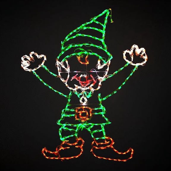 Holidynamics LED Outdoor Metal Frame 60in Joyful Elf Christmas Display