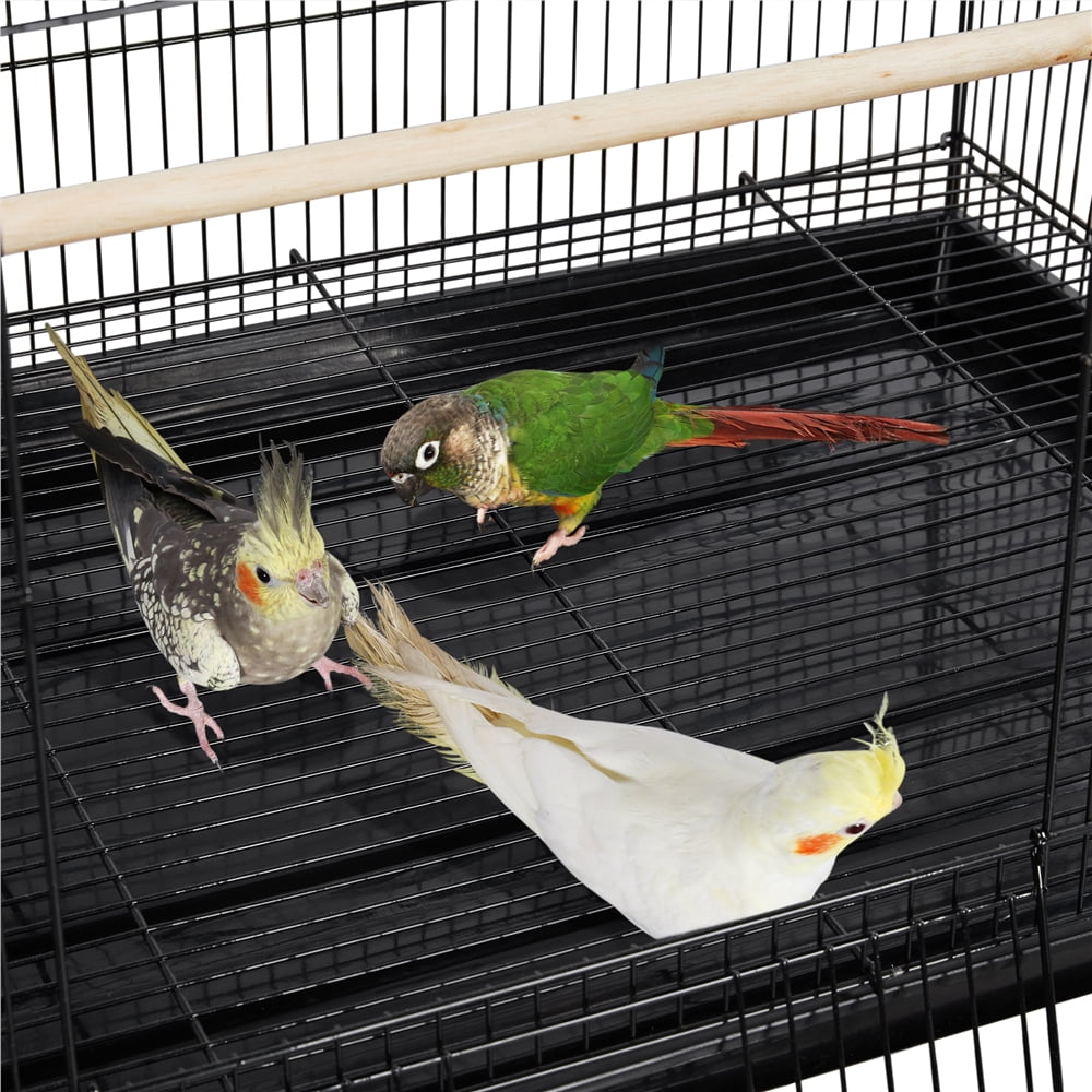 Easyfashion 47" Bird Cage with Slide-Out Tray, Black