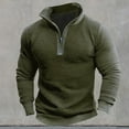 thumbnail image 2 of AWZXDE Men's Solid Half Zip Athletic Training Long Sleeve Round Neck Comfortable Workout Sweatshirt Green,L, 2 of 3