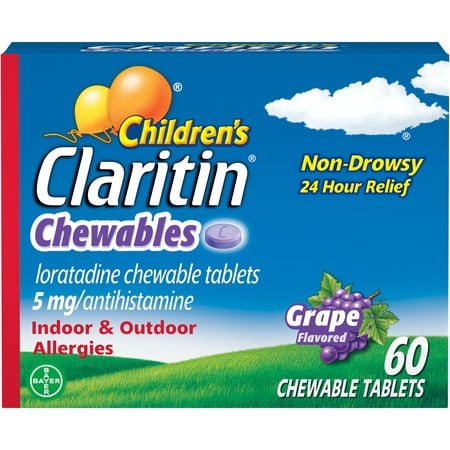 Children's Claritin 24-Hour Non-Drowsy Allergy Grape Chewable Tablet, 60 Count