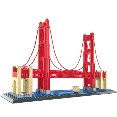 HI-Reeke Architecture Mini Building Block Set Golden Gate Bridge Building Kit for Kid Adult Red