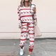 thumbnail image 2 of Conjunto de dos piezas con estampado navideño para mujer, jersey de manga larga con cuello redondo, Tops, pantalones largos, chándales, chándales Fridja  hfkajh100177, 2 of 7