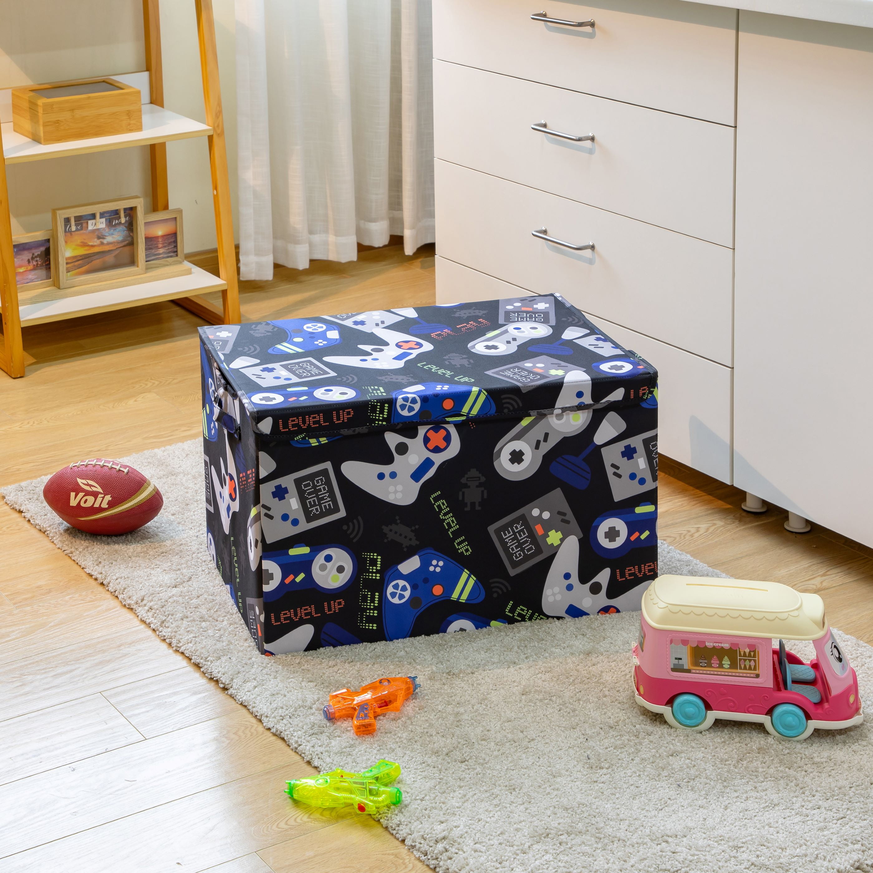 Your Zone Gamer Pattern Kids Collapsible Toy Storage Trunk 24L x