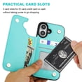 thumbnail image 3 of Funda tipo cartera ONETOP compatible con iPhone 16 de 6.1 pulgadas, color azul claro, 3 of 6