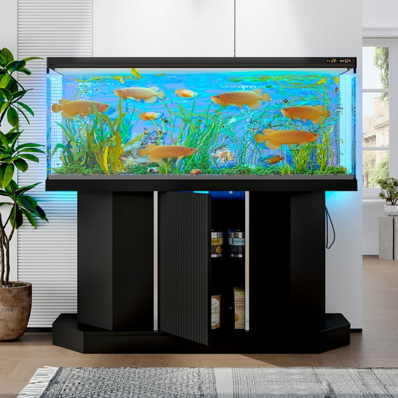 55-75 Gallon Fish Tank Stand with Power Outlets, Heavy Duty Aquarium Stand with Cabinet Storage for Fish Tank, Turtle Tank, Reptile Terrarium, 880LBS Capacity