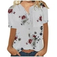 thumbnail image 2 of Vivianyo HD Women Top Clothes Plus Size Women Summer Casual Short Sleeve T-Shirt Button Round Neck Pullover Blouse Tops Flash Picks Red, 2 of 4