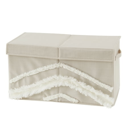 UPC: 0846480090991 | Boho Fringe Linen Tufted Storage Fabric Toy Box by Sweet Jojo Designs