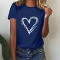 thumbnail image 5 of Zpanxa Valentines Shirts for Women Fashion Crewneck Print Short Sleeve T-Shirt Casual Loose Shirt Blue A, 5 of 6
