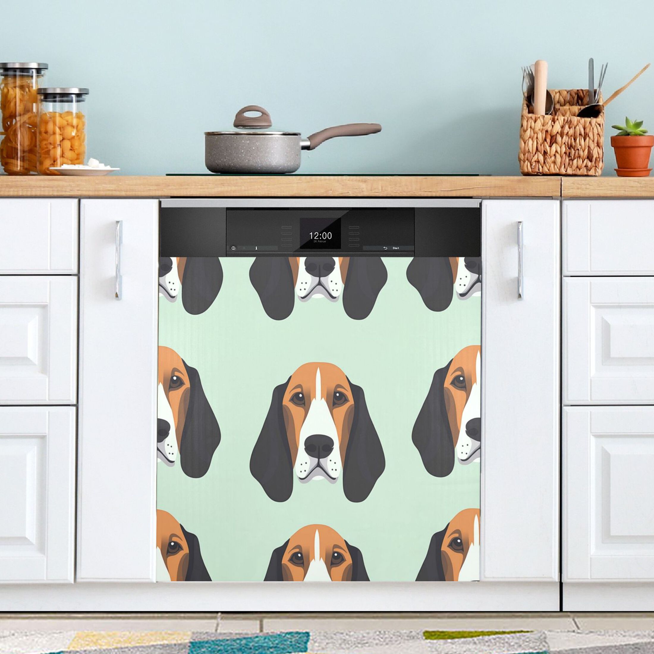 Dishwasher Magnetic Sticker 23x26 Inch Refrigerator Magnetic Sticker Washing Machine Magnetic Sticker Kitchen Panel Magnetic Sticker Home Decor Cool Cartoon Dog Face