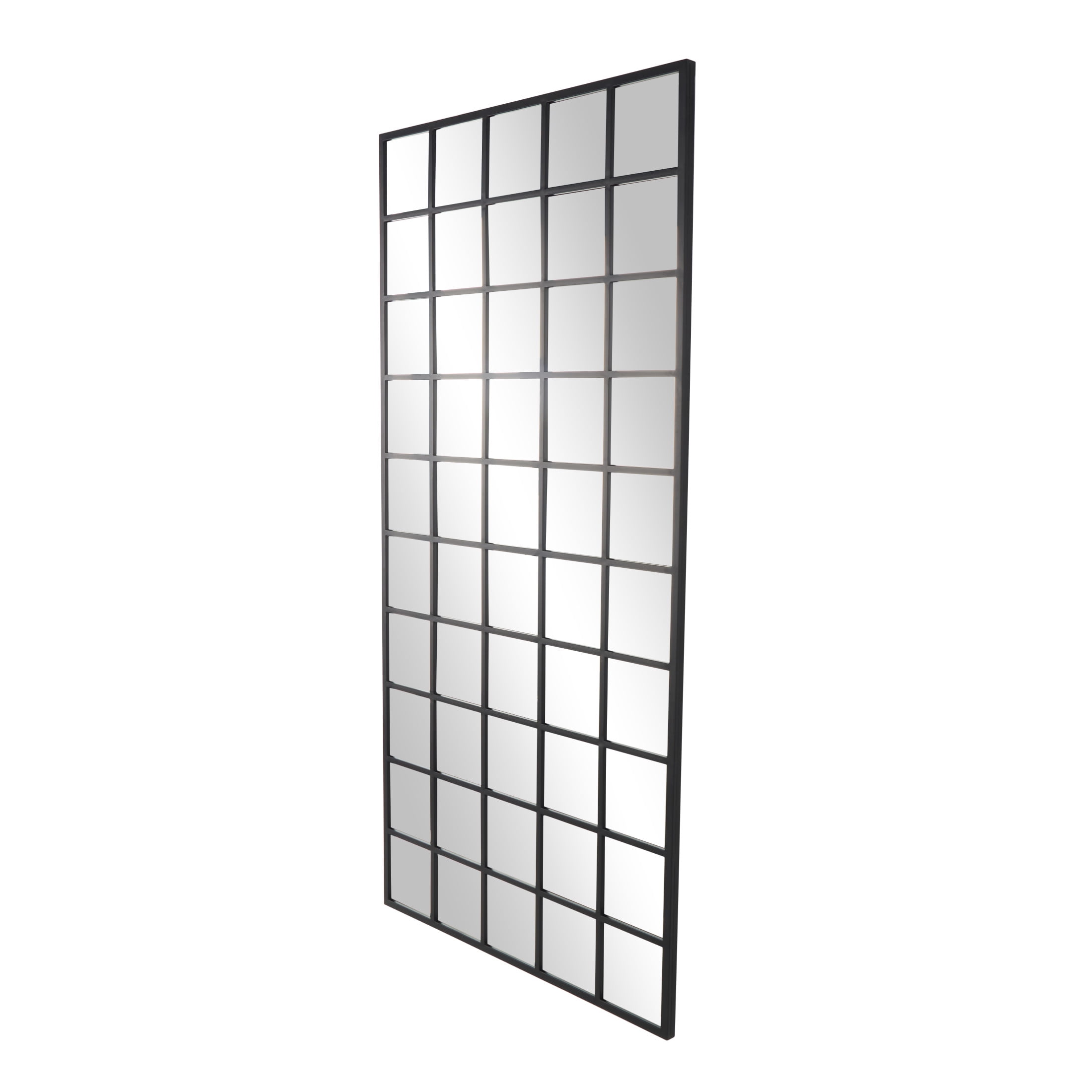 DecMode 40" x 79" Black Metal Window Pane Inspired Floor Mirror