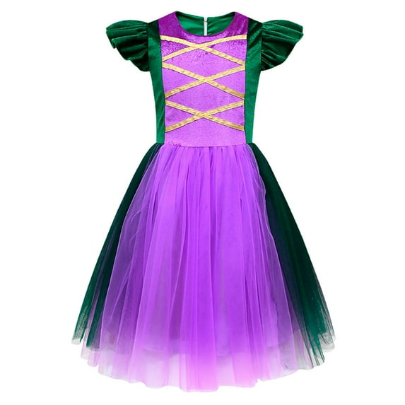 Girls Sanderson Sisters Costumes Halloween Witch Dress Up Outfits, 3-12 Year