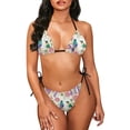 thumbnail image 4 of Suhoaziia Swimwear for Women 2 Piece Comfortable Crisscross Lace Up High Cut 2 Piece Bikini Swimsuit Size XS,Floral Hummingbird Backless Fashion Swimwear, 4 of 6
