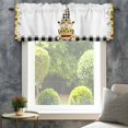 thumbnail image 4 of Valance for Windows,Farm Sunflowers Gnome Valances Curtain Rod Pocket Valance for Kitchen Bedroom Living Room Bathroom,Country Black White Plaid Short Curtains Window Treatment 54x18in, 4 of 9