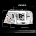 thumbnail image 2 of DNA Motoring LED Light Bar Projector Headlight for 04-08 F150 Mark LT, Chrome Housing Clear Corner, 2 of 6