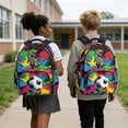 thumbnail image 2 of Uorisanigo Backpack Set for School and Camping, 4-Piece Includes Picnic Lunch Box, Water Carrier Pouch and Pencil Case, Breathable Daypack with Front Pocket Rainbow Graffiti Soccer, 2 of 7