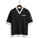 thumbnail image 4 of Ceisia Men's Casual Fashion Waffle Knit Short Sleeve Shirt - V-neck Color Block Top with Sleeve Zipper Pocket Black M Gifts, 4 of 6