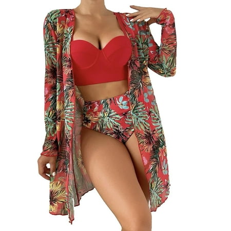CAIVO Womens Swimwear Cover Ups Sexy Open Front Beach Bikini Swimsuit Kimono Cardigan Cover Up Long Flowy Beachwear Stylish Beach Vacation Summer Swim Wear