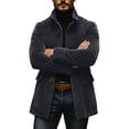 thumbnail image 5 of Ecqkame Men's Lapel Single Breasted Coats Long Sleeve Pocket Solid Color Coat Daily Casual Business Outerwear Gray XXL, 5 of 5