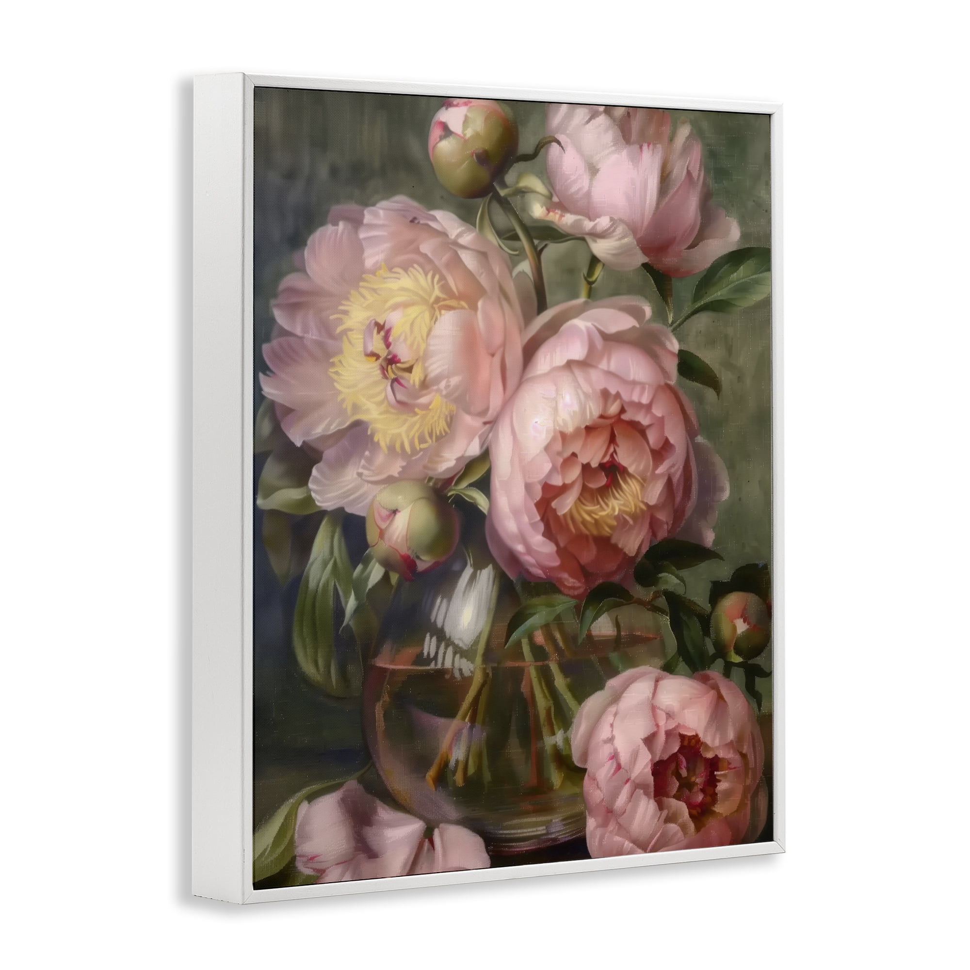 Stupell Industries Pink Peonies in Glass Vase White Framed Giclee Art, design by LSR Design Studio