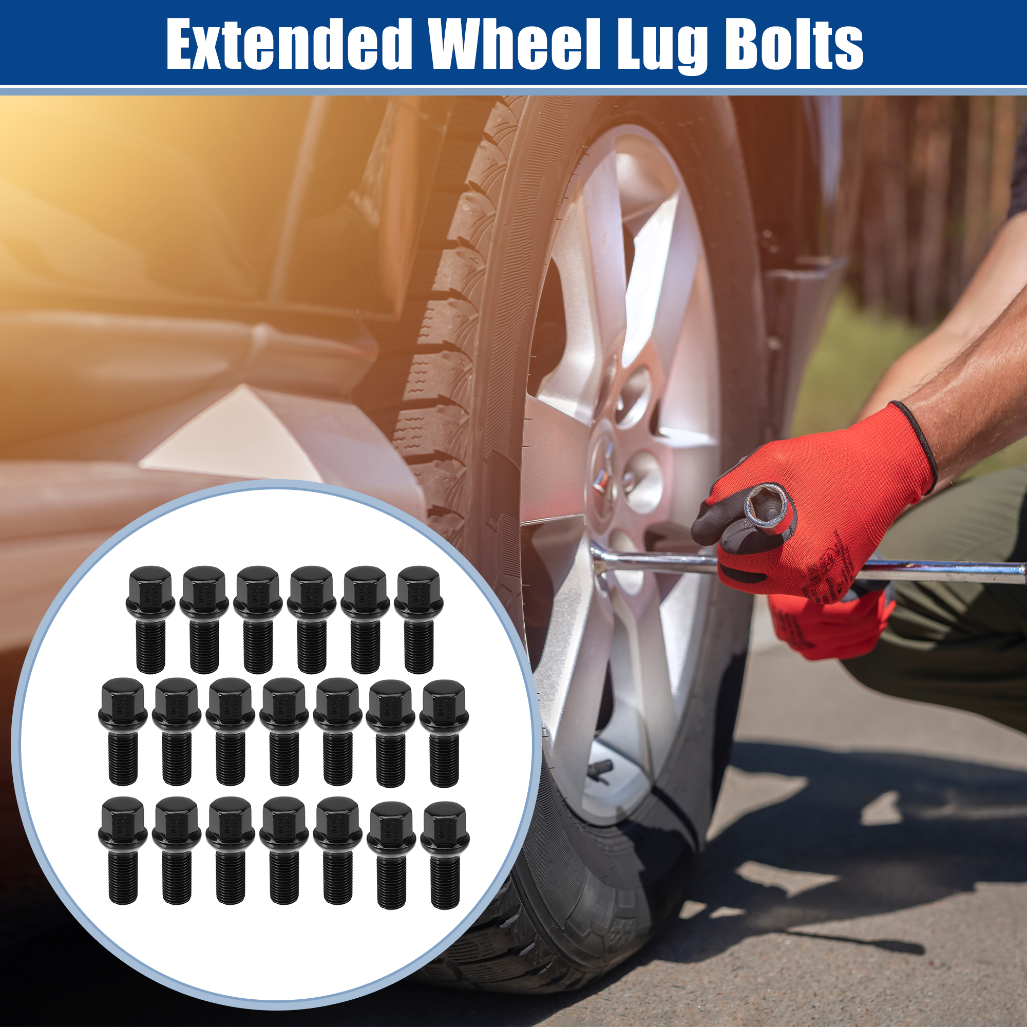 Unique Bargains Extended Wheel Lug Bolts for VW and for Audi M14x1.5 Pack of 20