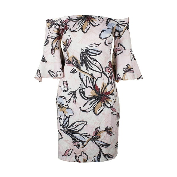 Laundry by Shelli Segal Women's Off-The-Shoulder Jacquard Dress (6, Soft Blush)