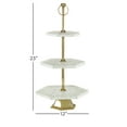 thumbnail image 3 of DecMode 12" x 23" White Ceramic Terrazzo 3 Tiered Server with Gold Base, 1-Piece, 3 of 8
