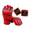 thumbnail image 2 of yotijar Half Finger Boxing Gloves MMA Gloves for Grappling Karate Fighting Muay Thai Red, 2 of 8