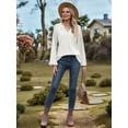 thumbnail image 3 of Womens Long Sleeve T-Shirts Deep V Neck Blouse Dressy Casual 2025 Fashion Loose Soft Fall Winter Clothes White L, 3 of 8