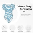 thumbnail image 4 of Kdxio Justaucorps à Manches Courtes Imprimé Serpent Bleu pour Femmes Col Rond Modal Doux Confortable Ajusté Aguichant Haut-Petit, 4 of 7