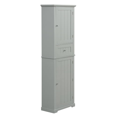 Bathroom Storage Cabinet, Freestanding Tall Storage Cabinet with Drawer and Adjustable Shelf for Bathroom, Living Room, Kitchen, Pantry, Gray