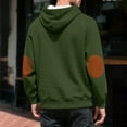 thumbnail image 4 of safuny Men's Henley Hoodie Cable Knit Elbow Patch Casual Long Sleeve Pullover Army Green L, 4 of 5