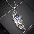 thumbnail image 5 of K-KED Blue Evil Eye Bird Feather Pendant Necklace for Men Women-Silver, 5 of 7